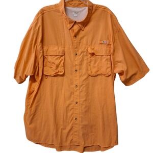 World Wide Sportsman Vented Shirt Men's 4XL Orange Short Sleeve Nylon‎ Fishing